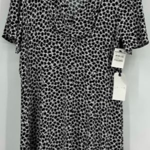 Nordstrom Leith NWT Dress White Cloud Floral Print Black White Size XL